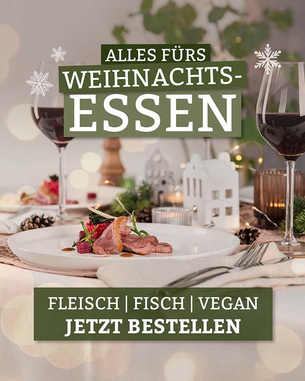 Bio-Fleisch, Bio-Fisch und Veganes jetzt für Weihnachten vorbestellen!