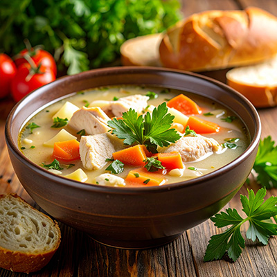 Serviervorschlag: Hühnersuppe